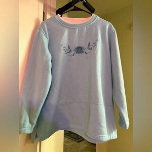 Blue Women's Sweatshirt with Floral Design